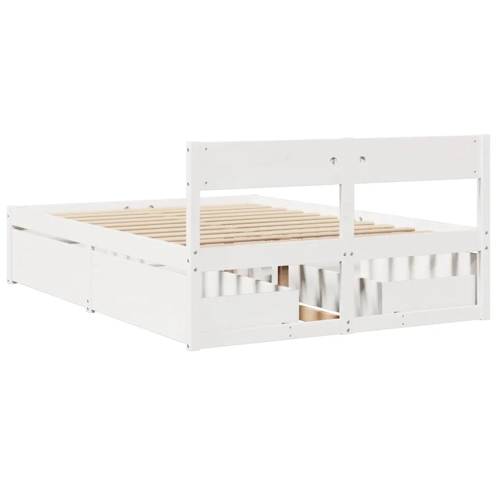 Letto senza Materasso Bianco 120x200 cm Legno Massello di Pino