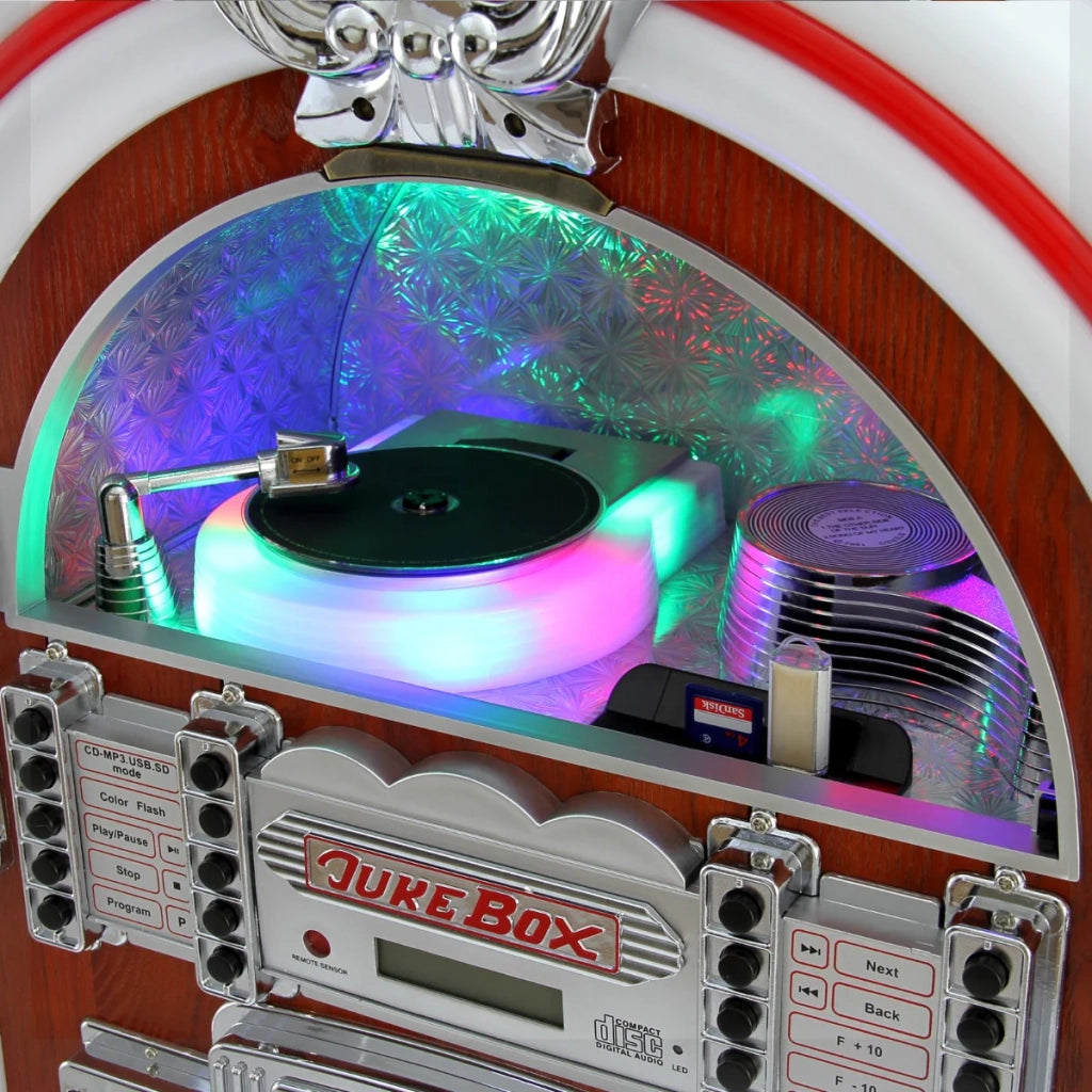 Jukebox Retro Anni 50 con CD, USB, Memory Cards SD/MMC, Radio, Bluetooth e Aux