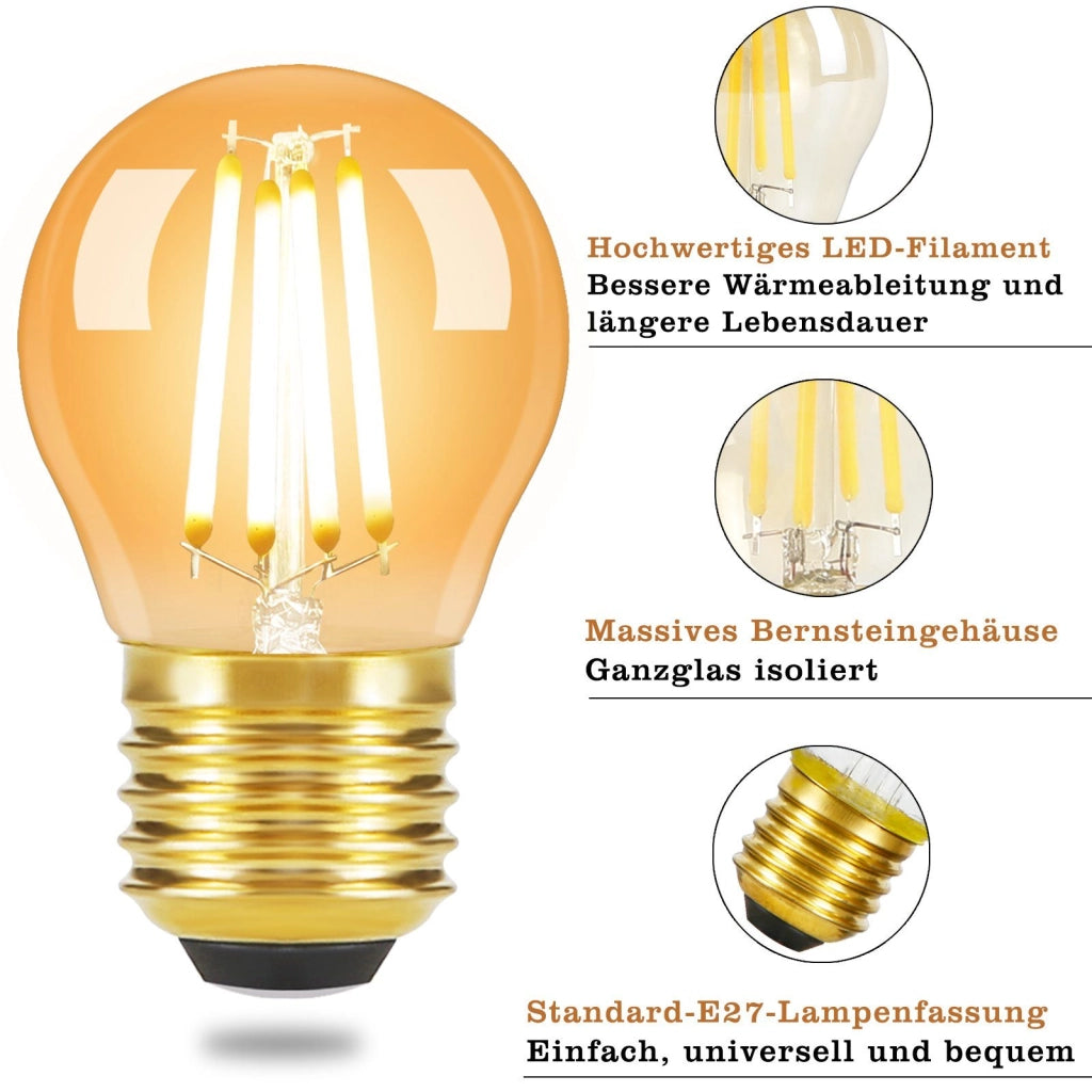 ZMH Bombilla LED Edison Bombilla LED Retro G45 2700K E14 E27