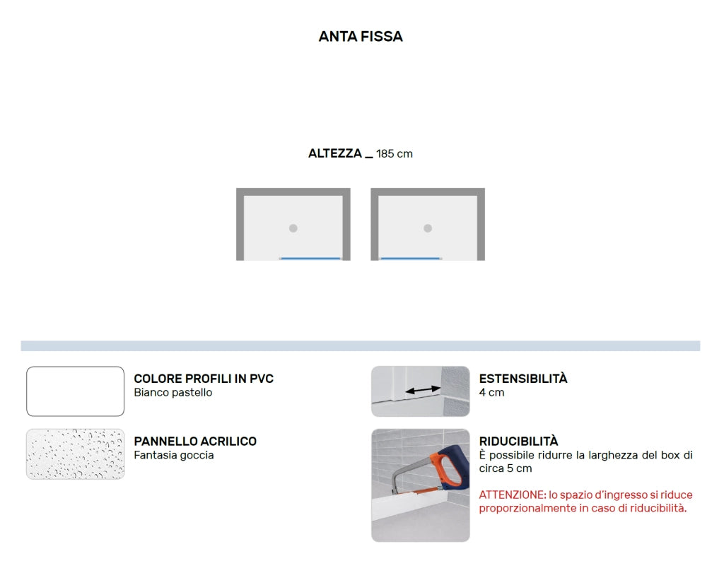 Pannello doccia Modello Tulipano - Anta fissa