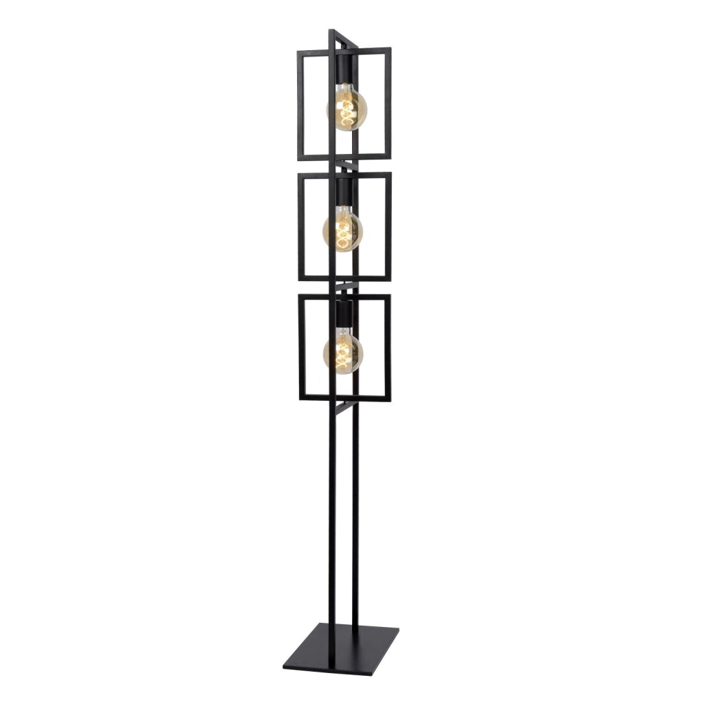 Lampada da terra loft Luuk 3 luci E27 nera Lucide