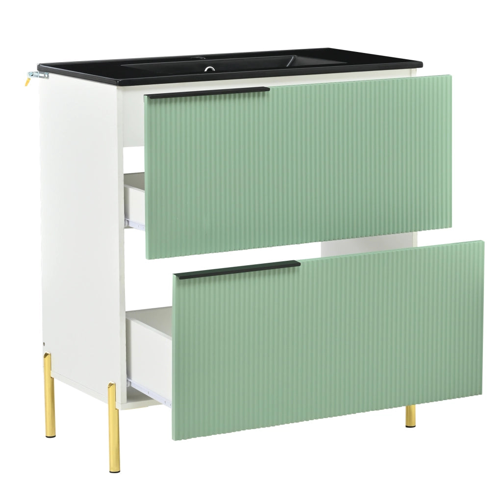 Mobile Sottolavabo con Lavabo in Ceramica e Cassetti ¨C MINIMAL ¨C Verde
