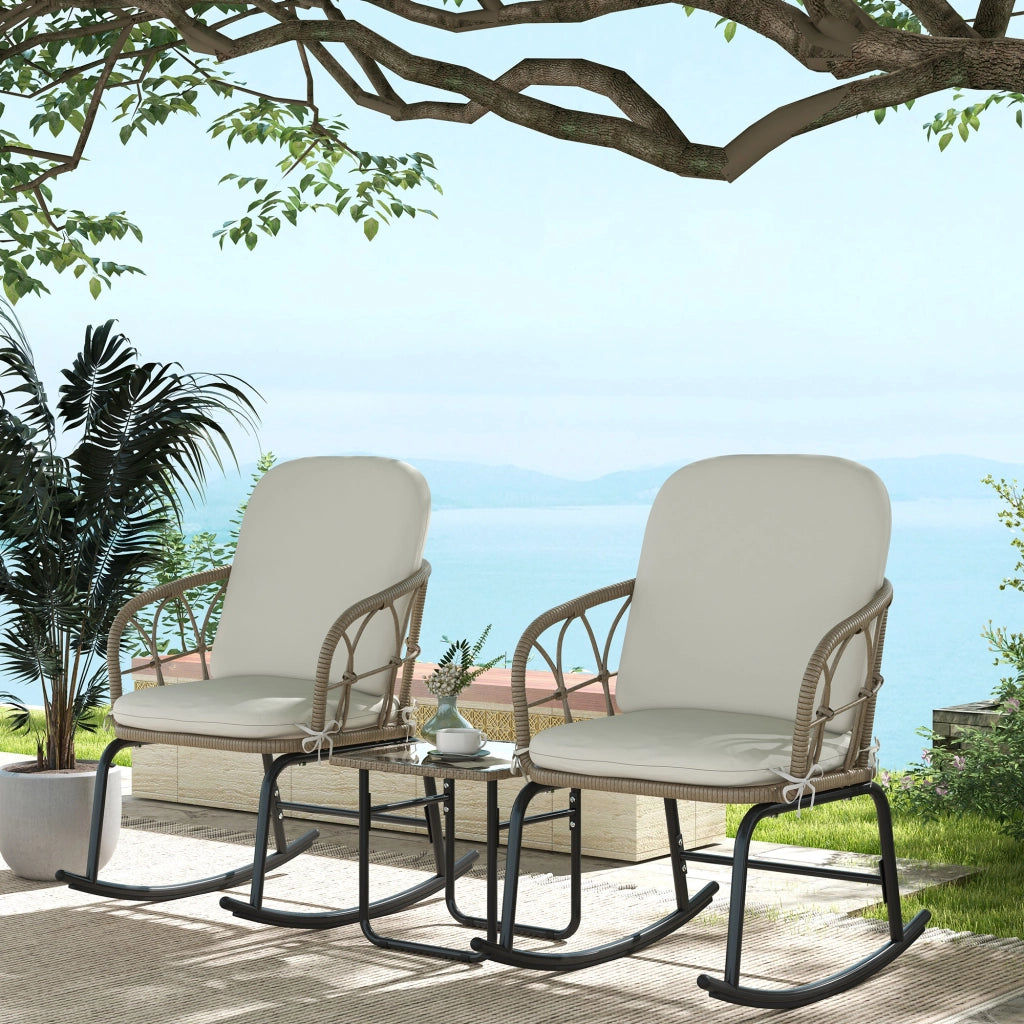 Altalena da bistrot: stile bohémien; rattan PE; resistente all'acqua; crema