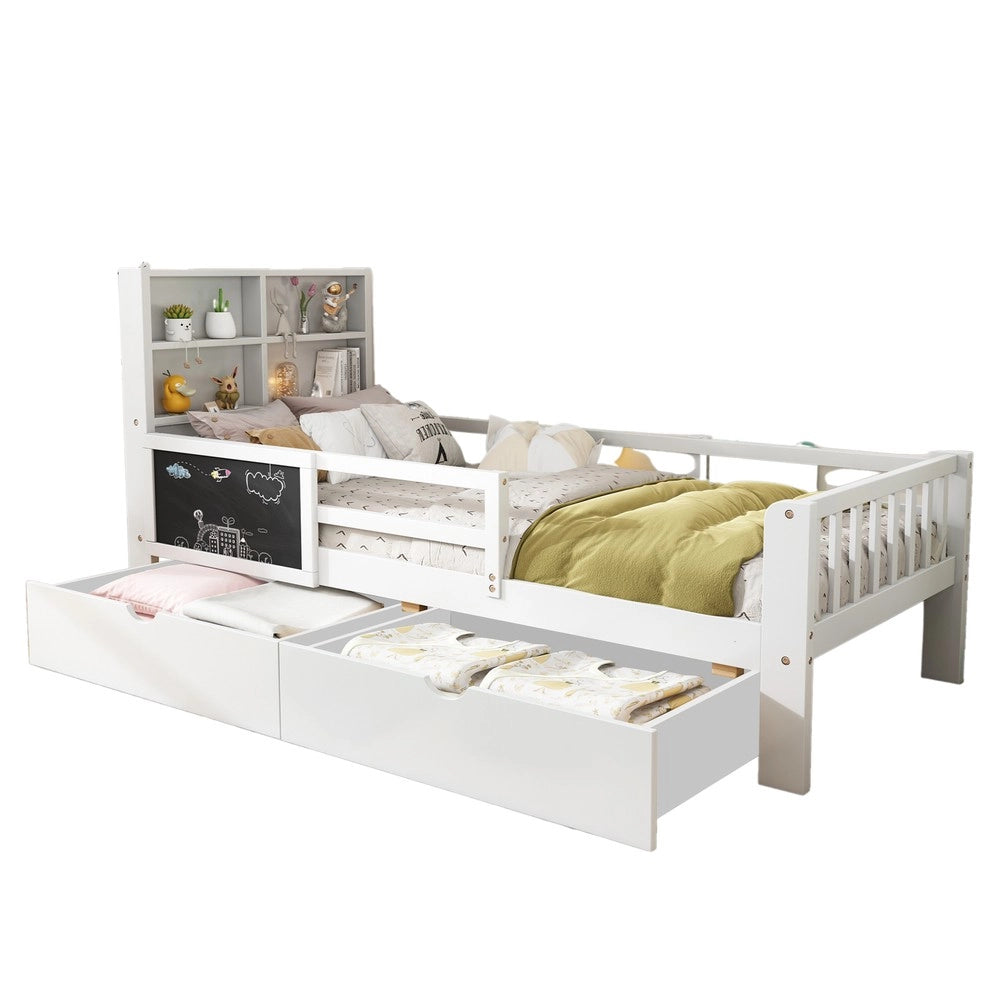 Letto Bambini con Cassetti e Lavagna ¨C MINIMAL ¨C Bianco 90x200