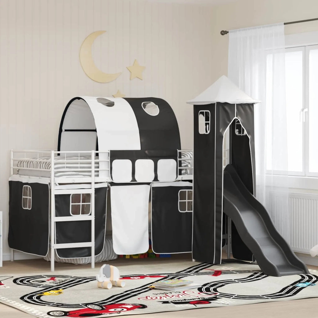 Struttura del letto loft per bambini-Giroletto per bambini Bianco e Nero 107 x 200 cm 290967