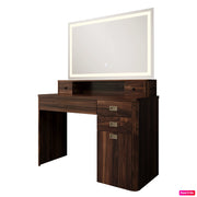 Vicco Tavolo da toeletta Rovere rustico 120 cm con specchio a LED