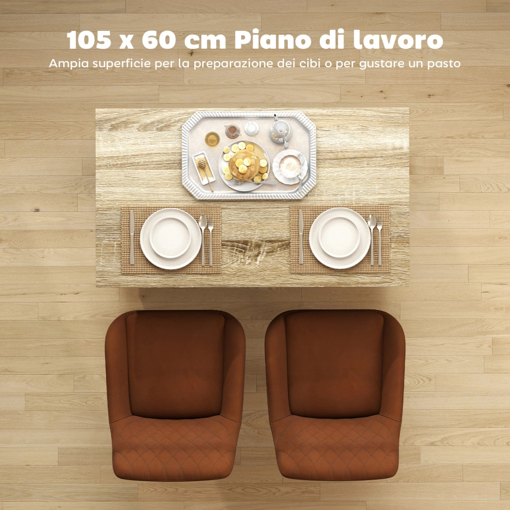 Carrello da Cucina con 2 Ripiani e 2 Ante ¨C Xylo ¨C Rovere e Nero, 105x60x82 cm