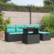 Set Divano da Giardino con cuscino 6 pcs Nero Poly Rattan 3359833