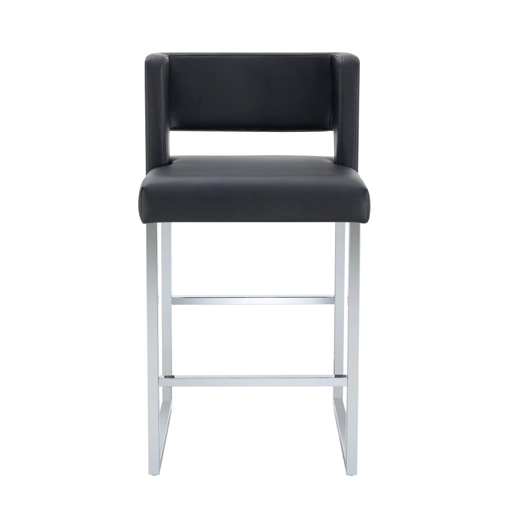 Sgabello da Bar Set 2 Pezzi ¨C MINIMAL ¨C Nero, Gambe in Metallo, Design Moderno