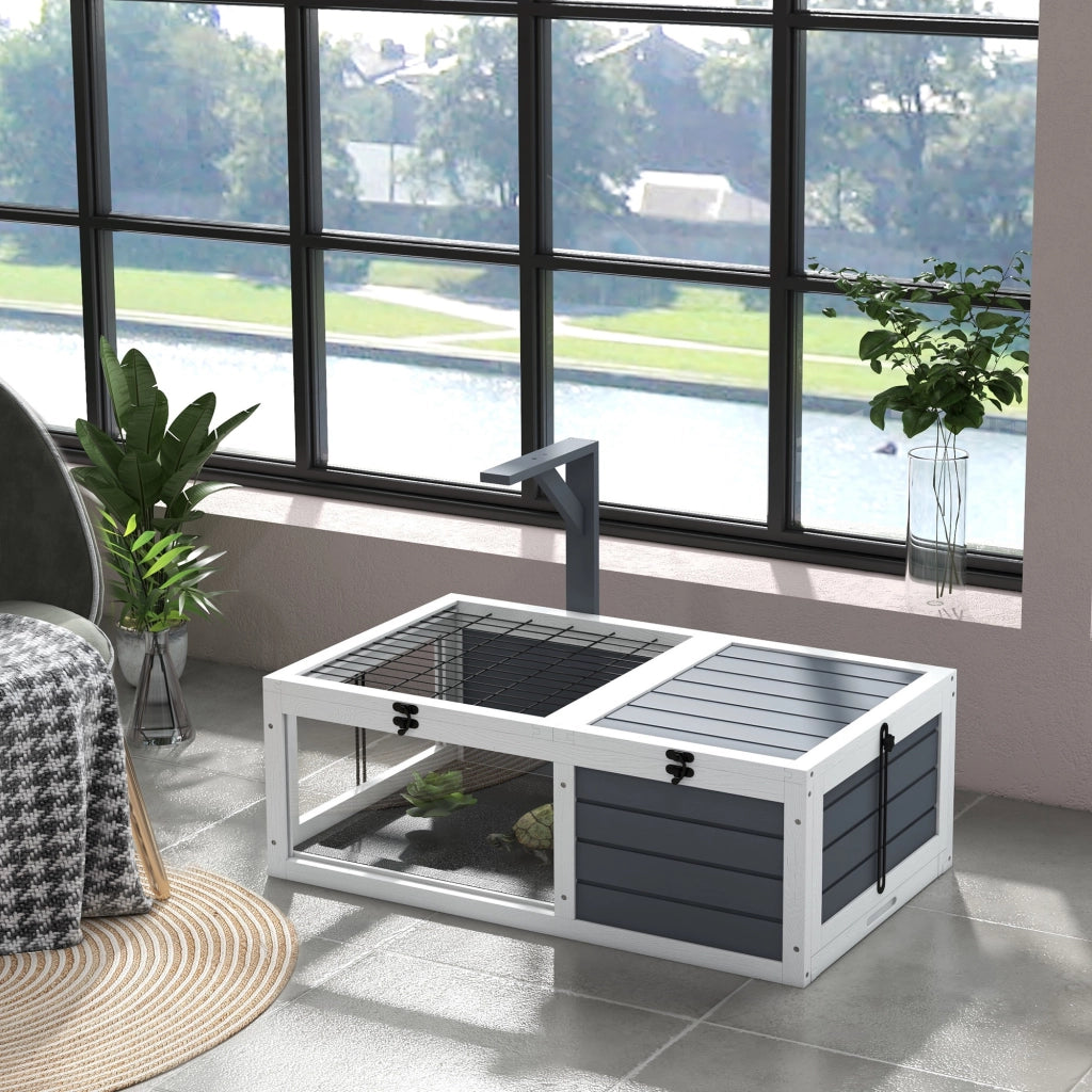 Casetta per Tartarughe con 2 Scomparti ¨C Minimal ¨C Grigio Legno