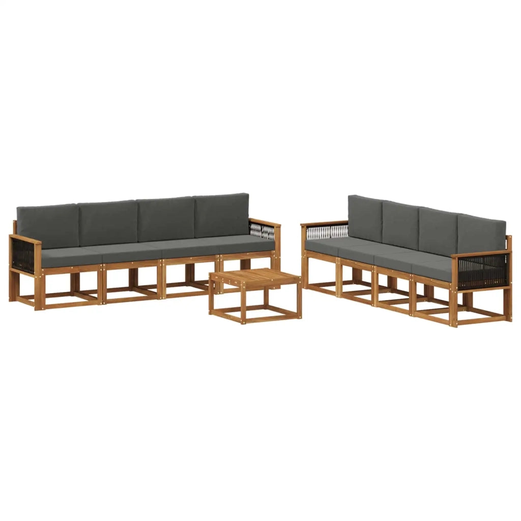 Set di divani da esterno 9 pz Naturale e Antracite 3385093