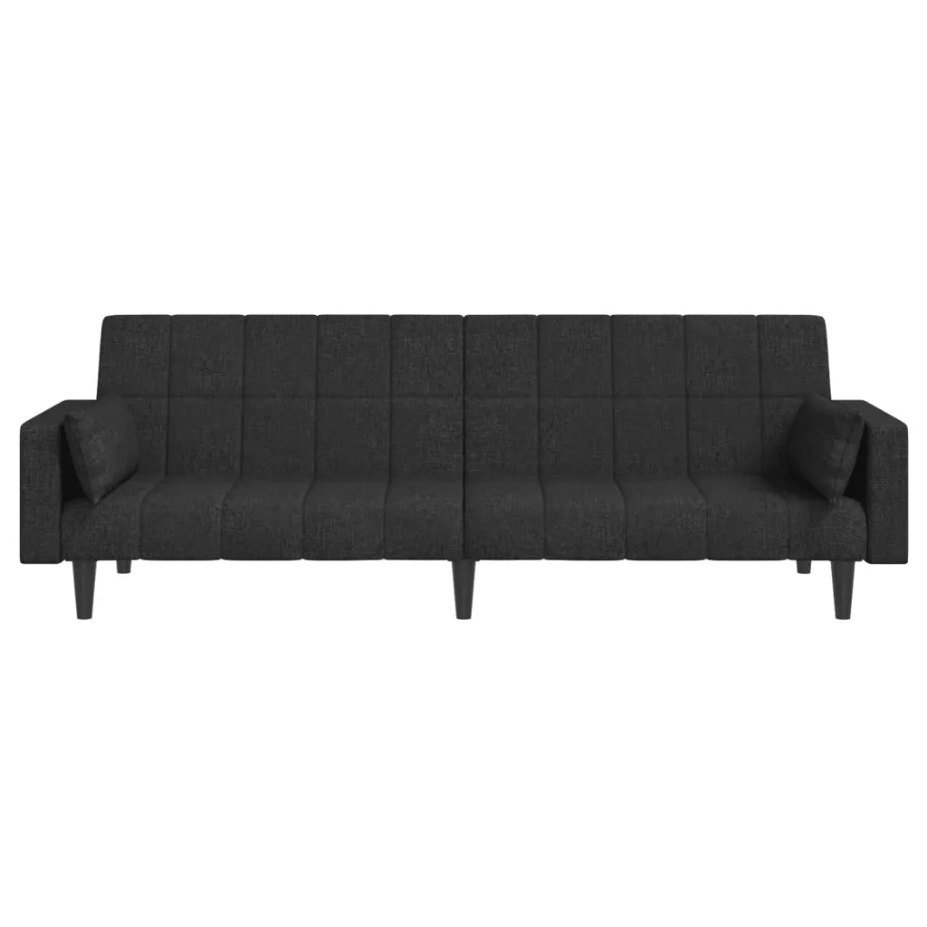 Divano Letto a 2 Posti con 2 Cuscini-Sofa Letto 2 Posti-Daybed Nero in Tessuto 304871