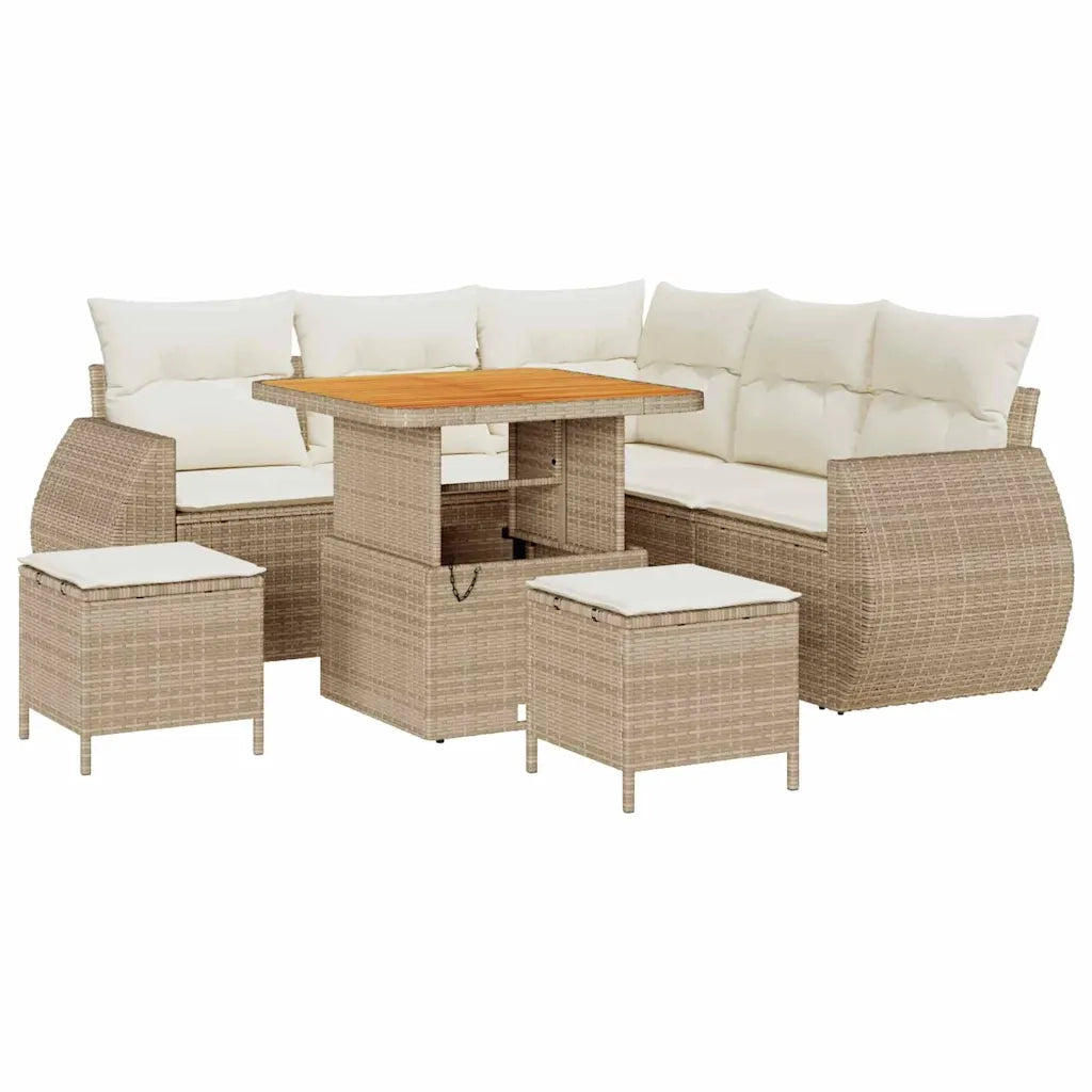 Set Divano da Giardino 8 pcs Beige e Crema polyrattan 3363821