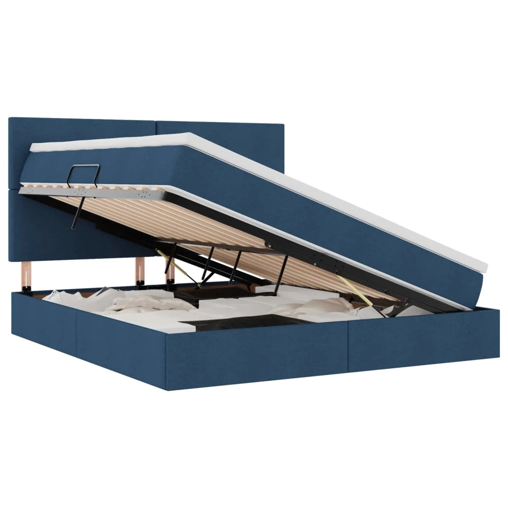 Letto con contenitore e materasso Blu 180 x 200 cm Poliestere