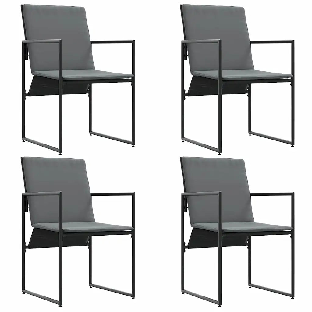 Sedia con cuscino 4 pz | Sedie da Esterno Nero e antracite Textilene