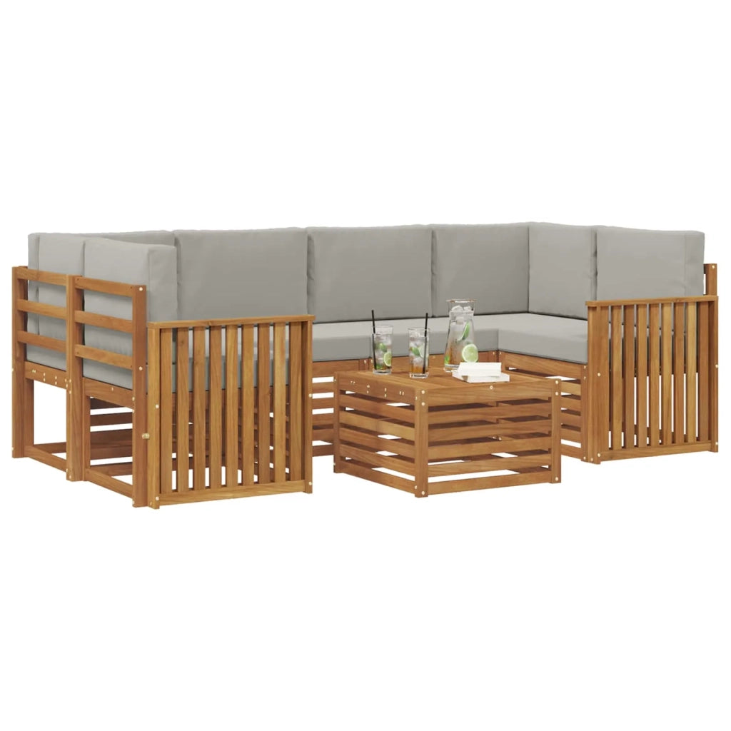 Set di divani da esterno 7 pcs Grigio Naturale e Chiaro 3374446