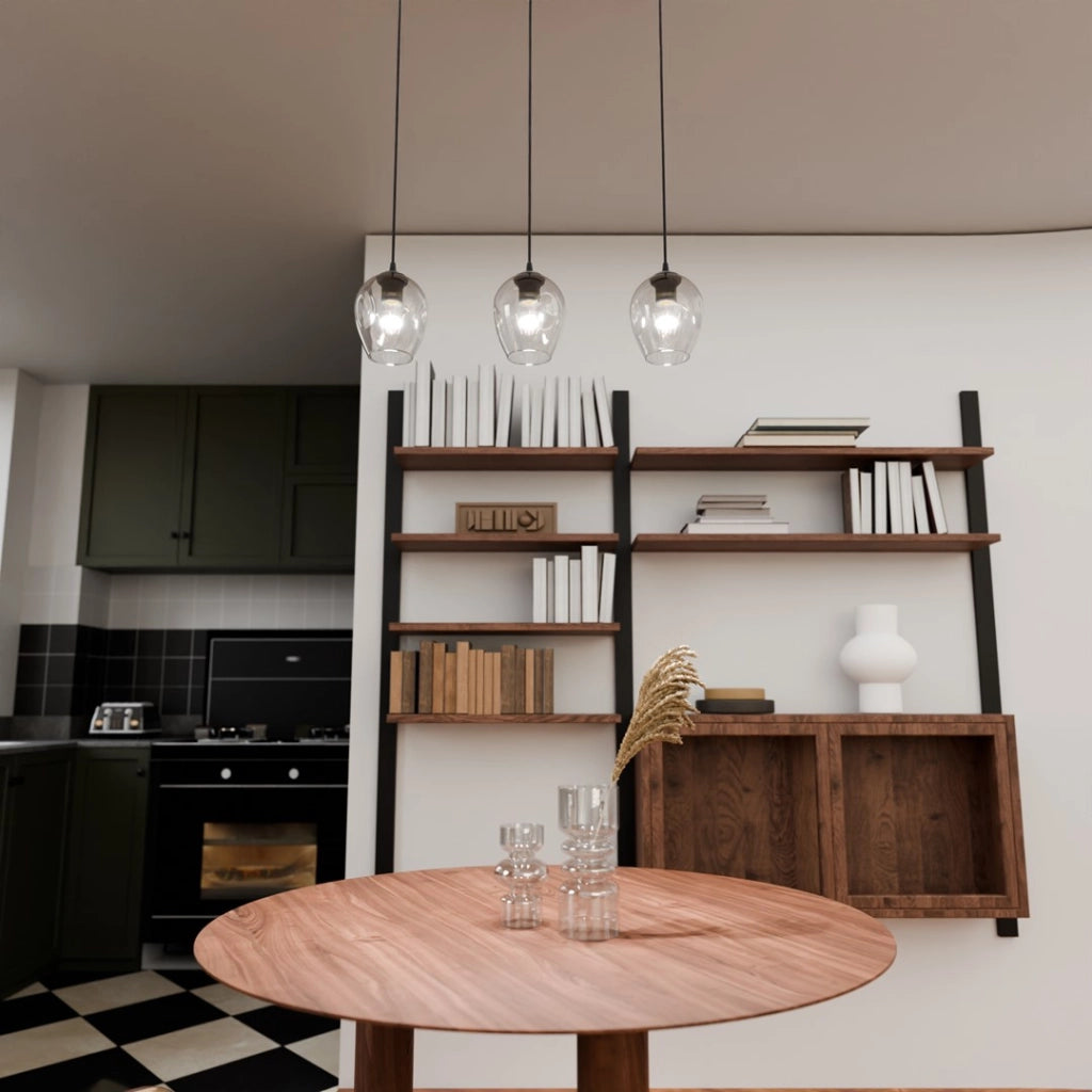 Emibig lampadario ISTAR 3 3xE27 vetro trasparente nero