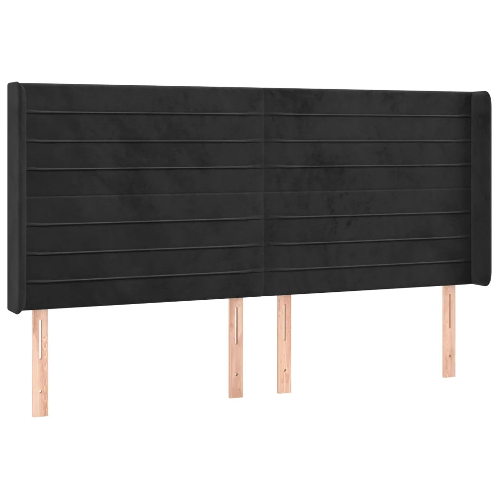 Testiera ad Orecchio-Testata con Orecchie Nera 203x16x118/128 cm in Velluto 946577