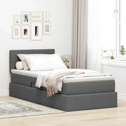 Letto con contenitore e LED Grigio scuro 90 x 200 cm Tessuto
