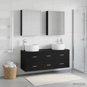 Set di mobili per il bagno 5 pz Rovere Nero 3407048