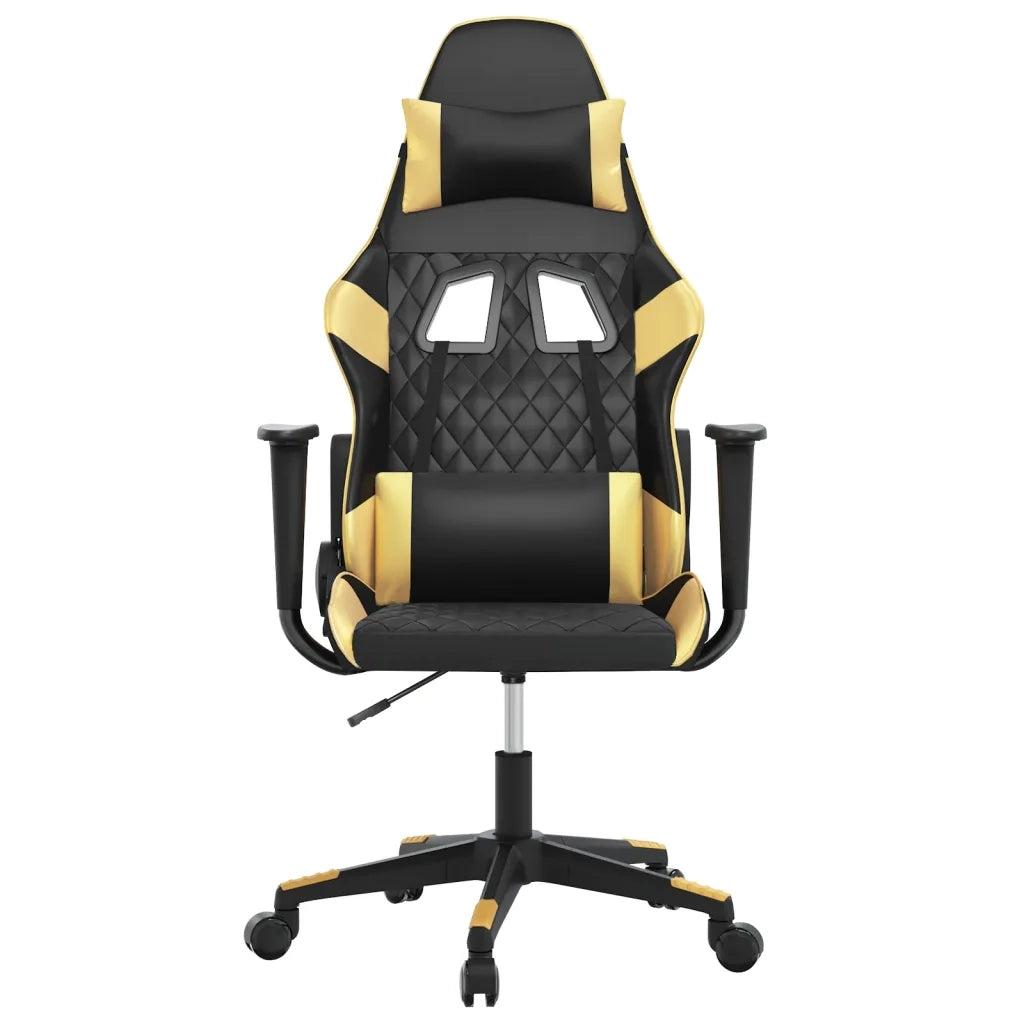 Sedia da Gaming Massaggiante Nero e Oro in Similpelle 345513