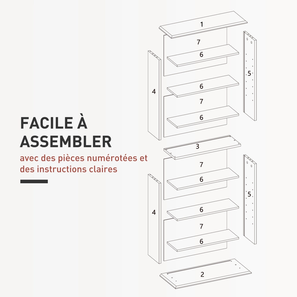 Libreria per CD e DVD con 8 scomparti e 6 ripiani regolabili ¨C Minimal ¨C bianco