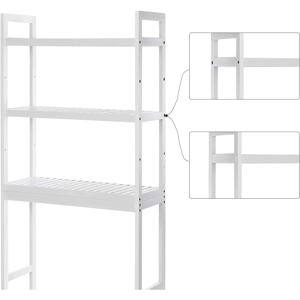 Scaffale salvaspazio da bagno in bambù bianco