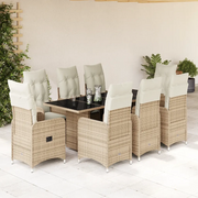 Set da Bistrò da Giardino 9 pz con Cuscini Beige in Polyrattan 3277106