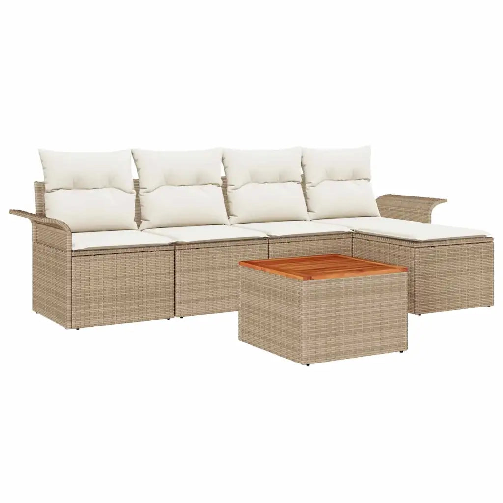Set Divano da Giardino 6 pcs Beige e Crema polyrattan 3355985