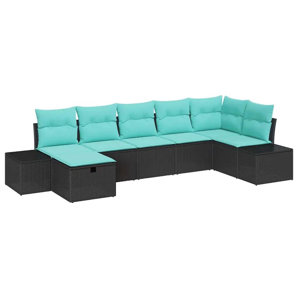 Set Divano da Giardino 7 pz Nero polyrattan 3359405