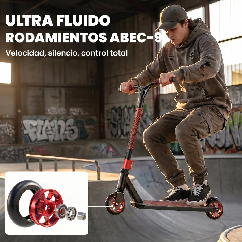 Monopattino Freestyle per Trick ¨C Xylo ¨C Cuscinetti ABEC-9 Ruote 120mm Rosso