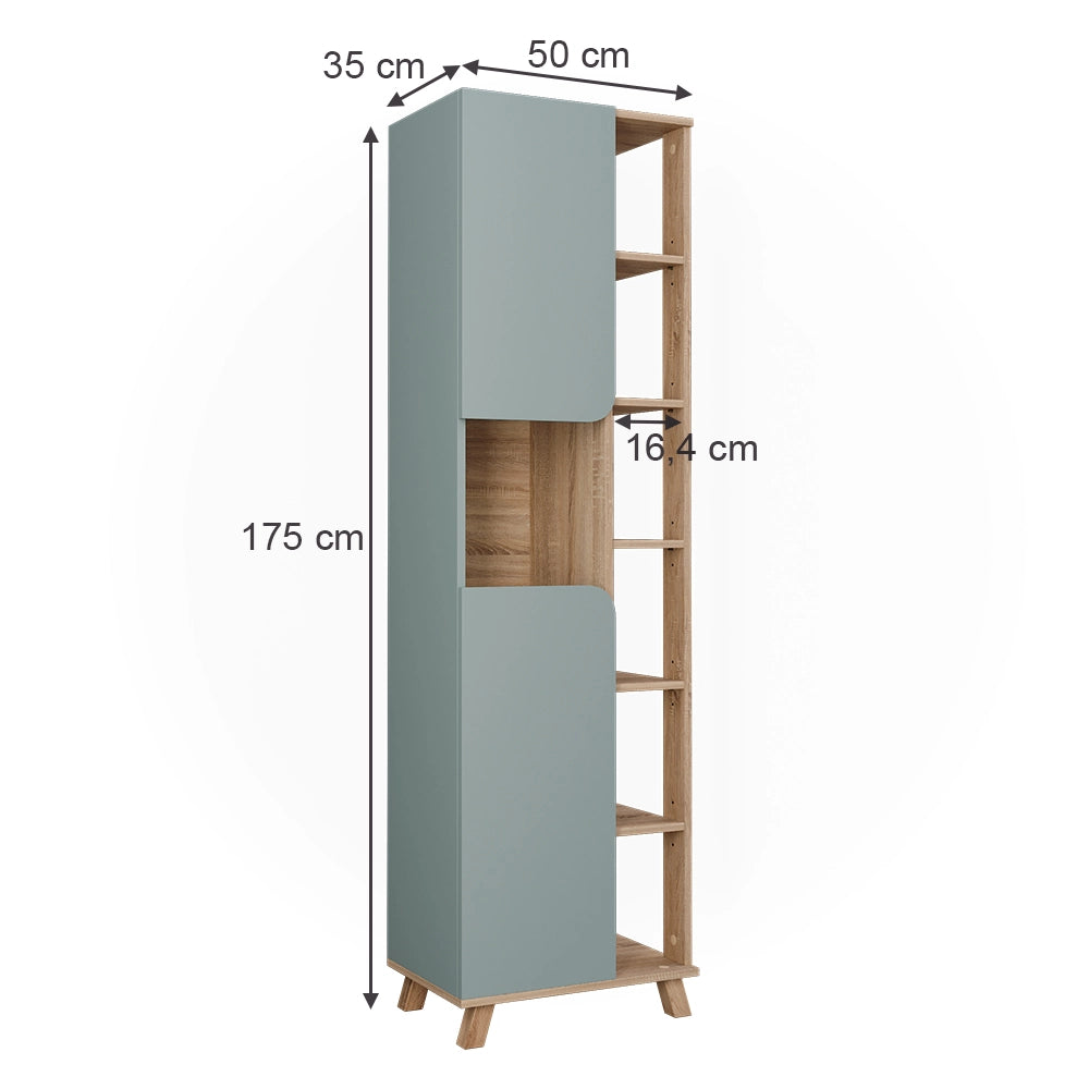 Vicco Mobile da bagno Sonoma/blu 50 x 175 cm con 2 porte