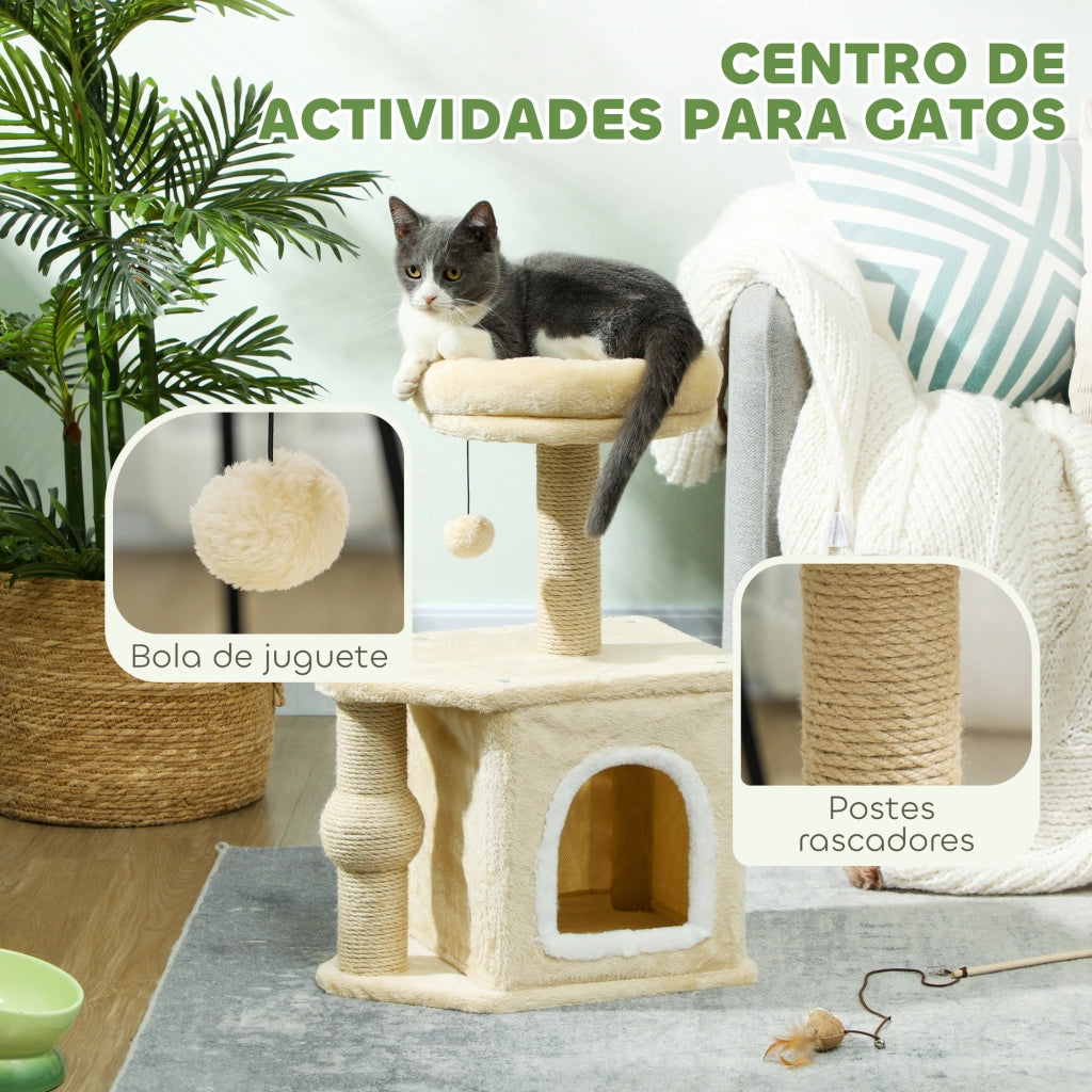 Albero per Gatti con Cuscino e Poste di Giuto ¨C zephmum ¨C Beige 66 cm