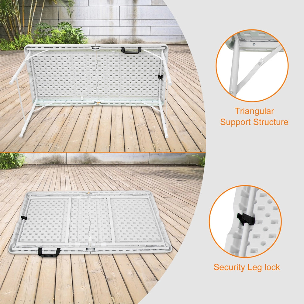Tavolo-Xylo-125cm pieghevole bianco regolabile portatile 135kg