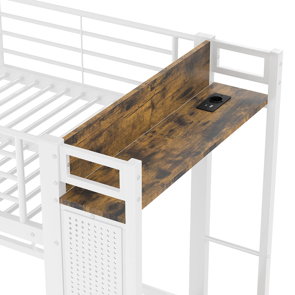 Letto a soppalco - Xylo - 90x200 cm 4 cassetti USB bianco