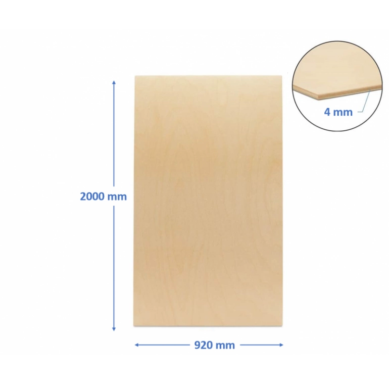 Pannello compensato 4 mm pioppo 920 x 2000 mm