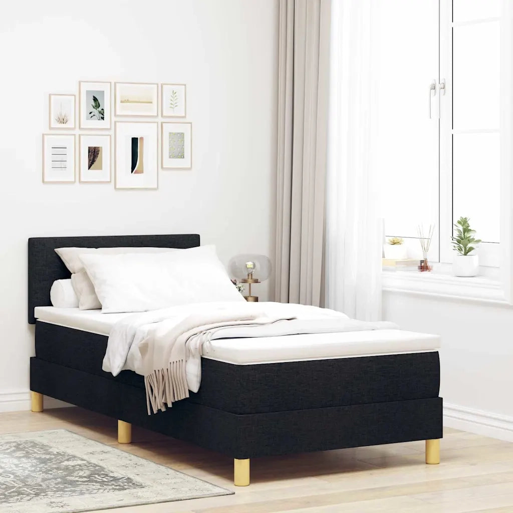 Letto a molle con cuscino con testiera Nero 80 x 200 cm Tessuto 3338876