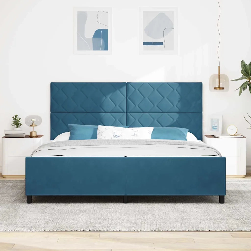 Letto a molle con testiera Blu Scuro 200 x 200 cm Velluto 3345033