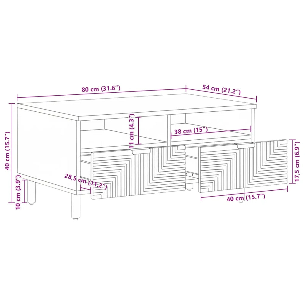 Tavolino da salotto con cassetto Marrone 80 x 54 x 40 cm 4017769