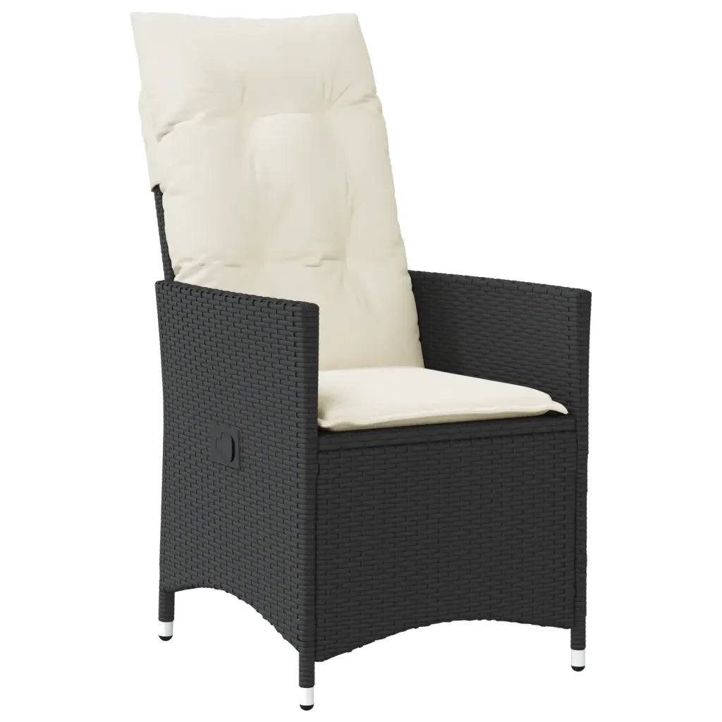 Set da Pranzo da Giardino 5 pz Nero con Cuscini in Polyrattan 3276693