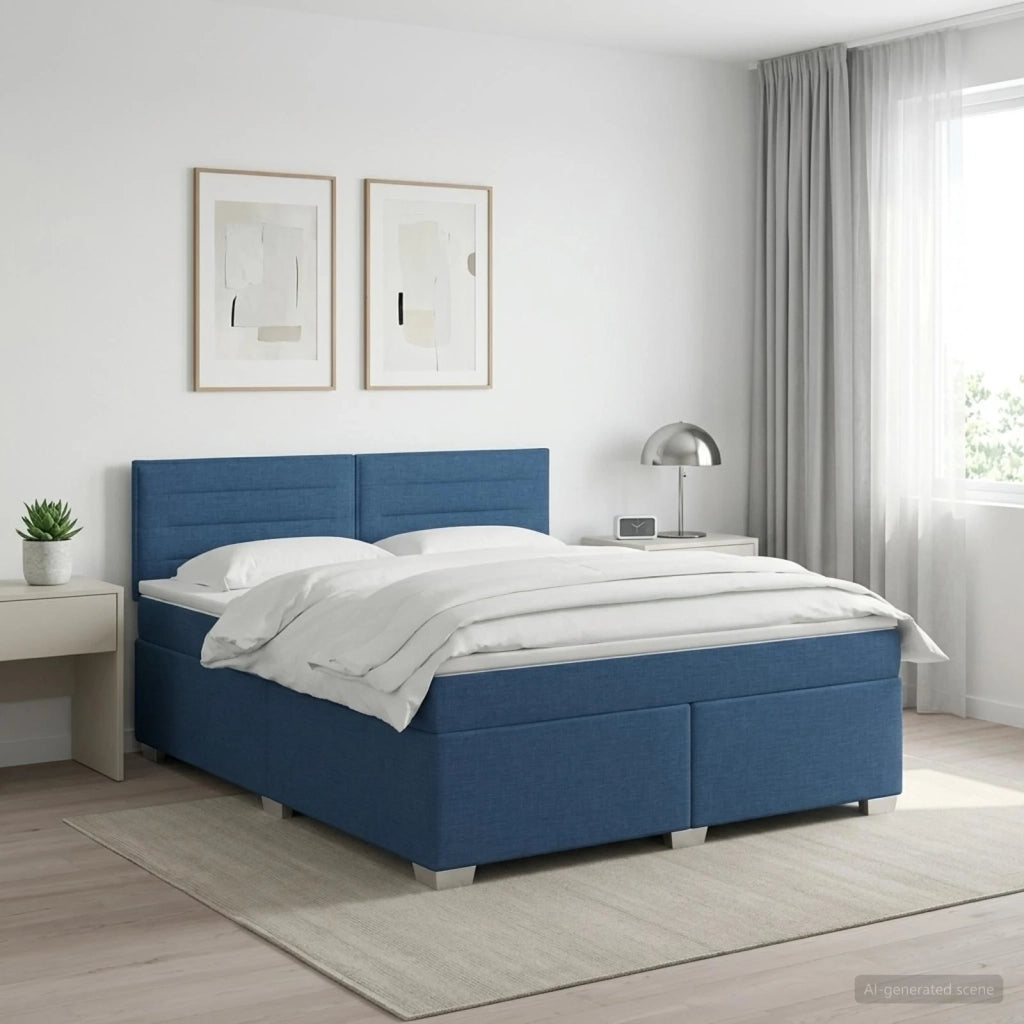 Letto box spring con materasso Blu 180 x 200 cm Tessuto 3450536