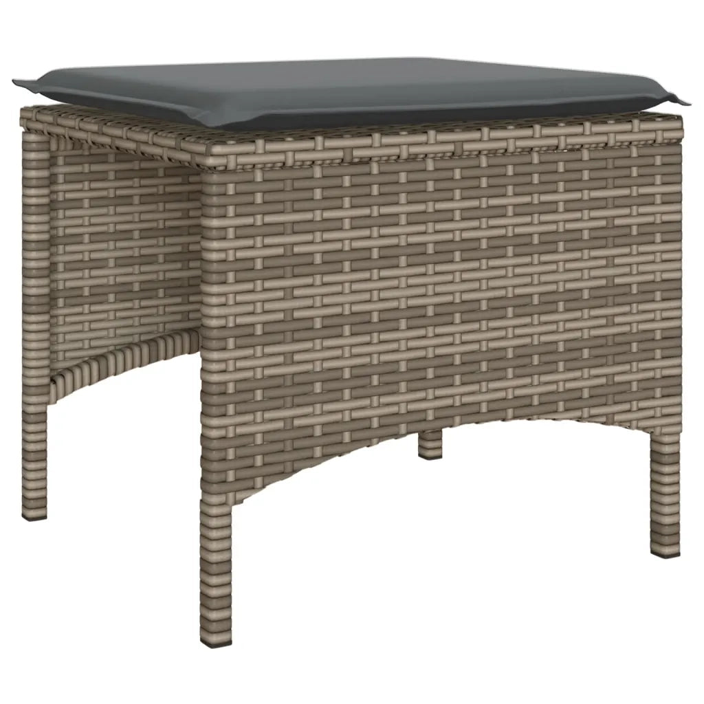 Divano Giardino 2 Posti con Tavolo e Sgabelli-Sofa da Giardino-Divanetto da esterno Grigio Polyrattan 802749
