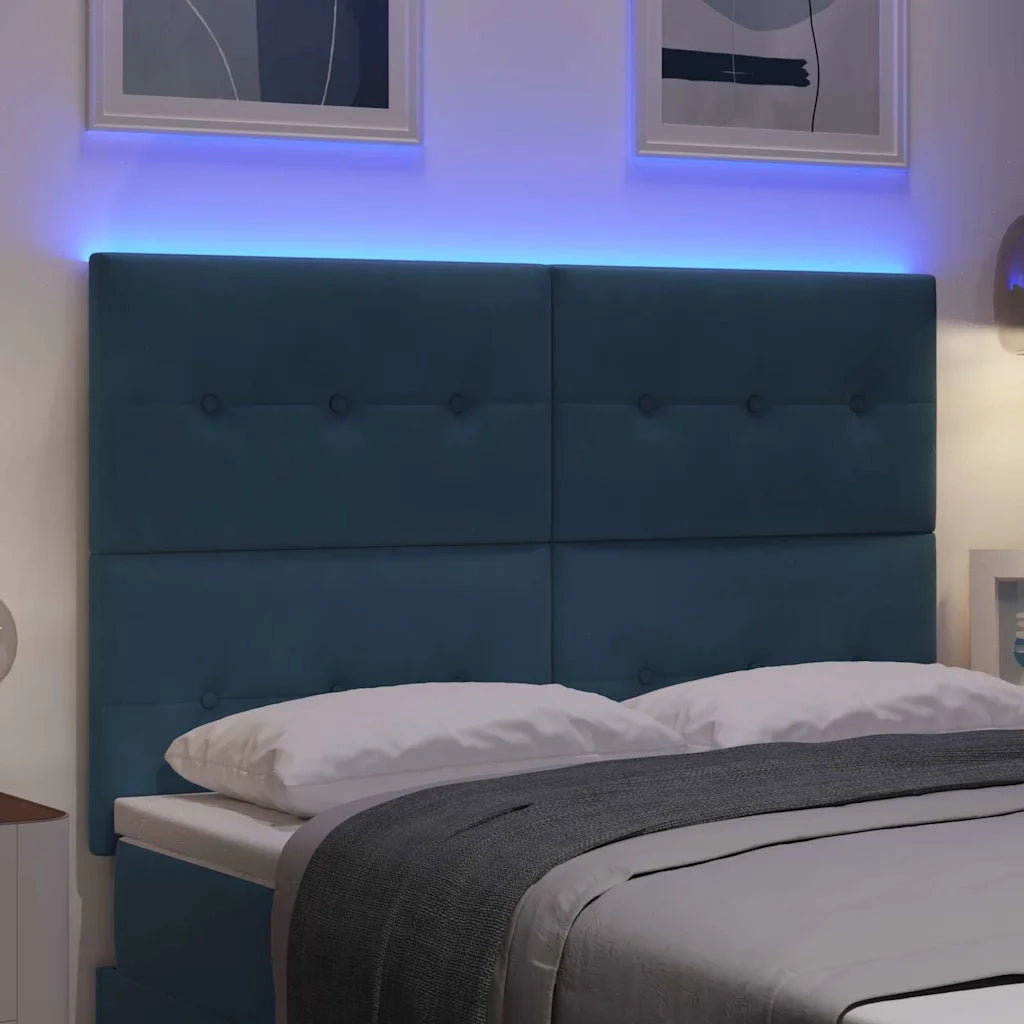 Testiera | Testata LED con strisce LED Blu 144 cm Velluto