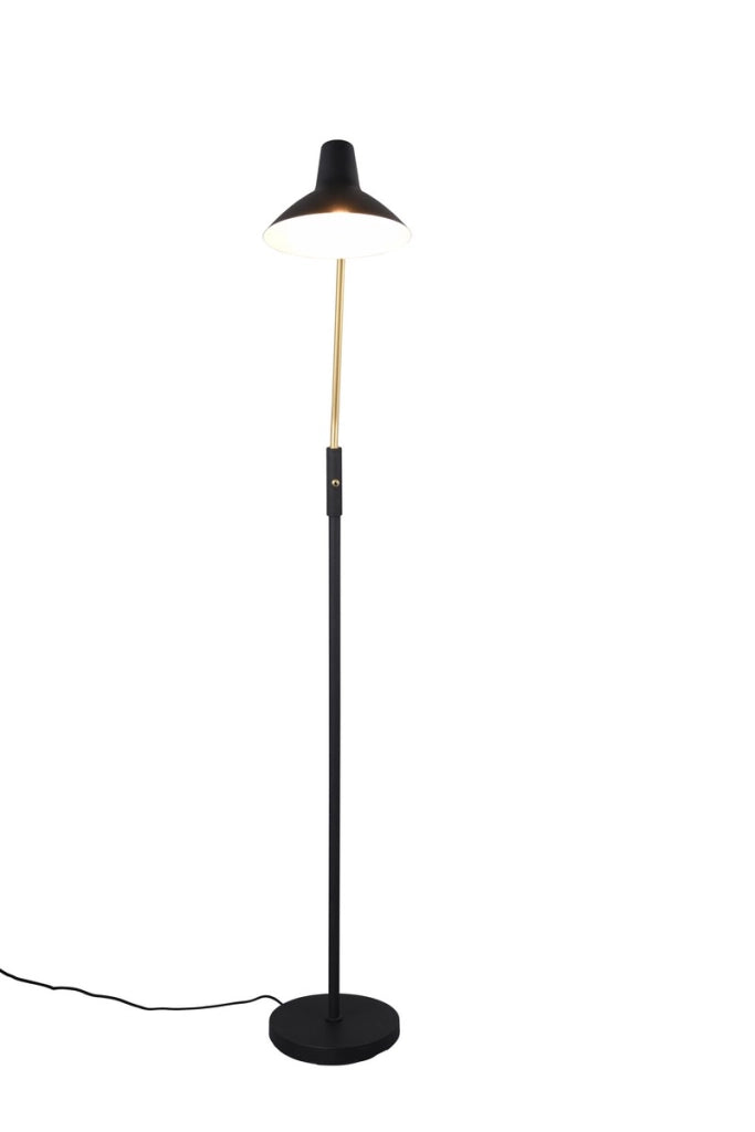 Lampada da terra nera ottone braccio flessibile 145cm E27