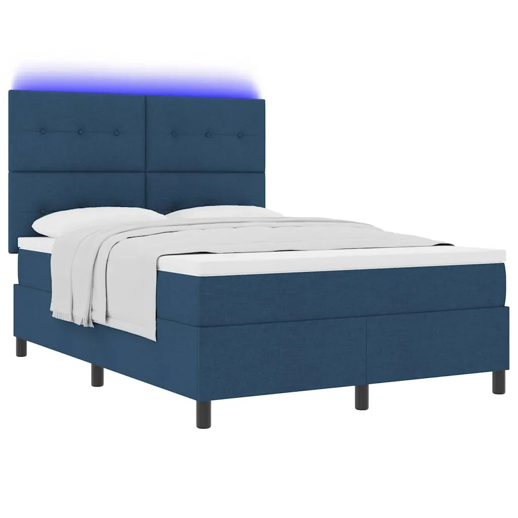 Letto a molle con materasso con led Blu 140 x 200 cm Tessuto