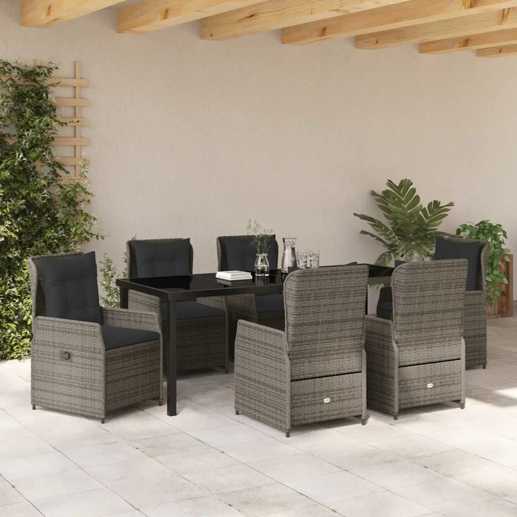 Set da Pranzo per Giardino 7 pcs Grigio polyrattan 3380958