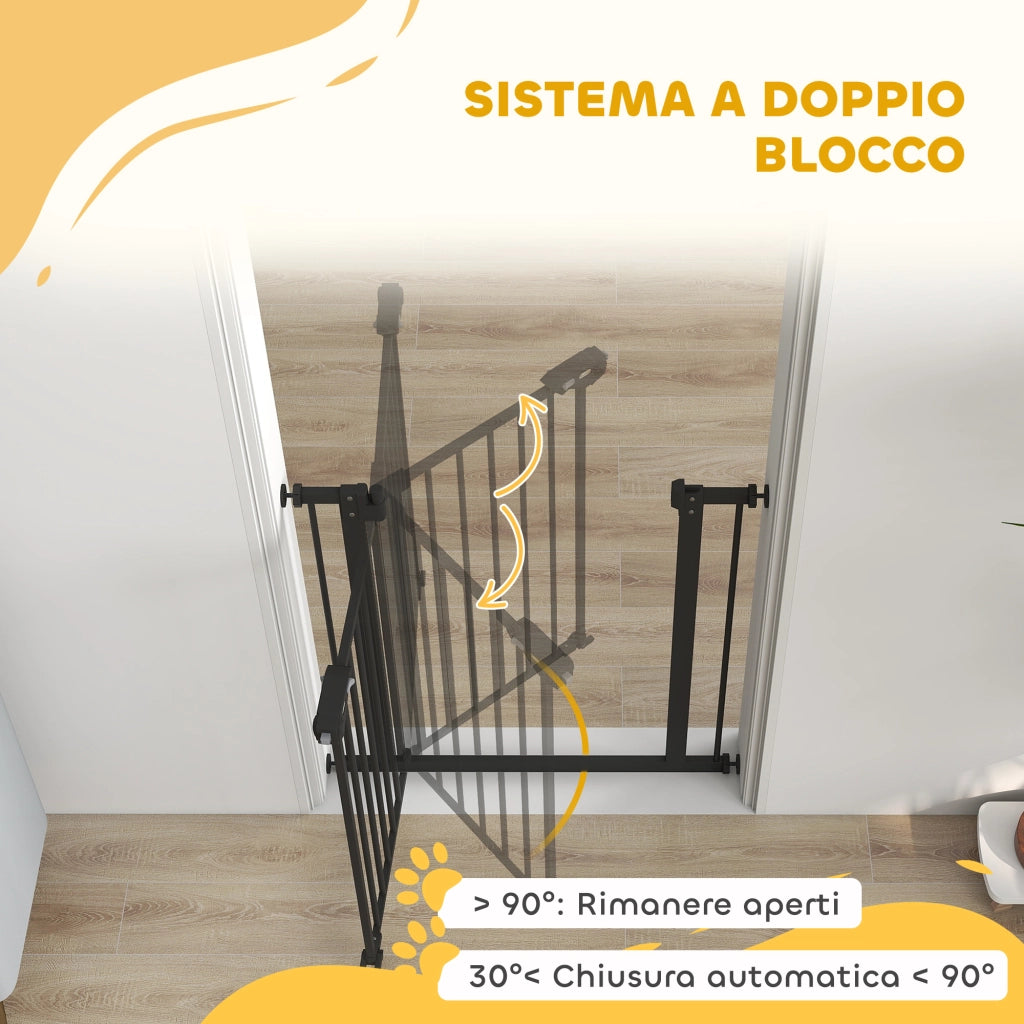 Cancelletto di Sicurezza per Cani e Animali ¨C Xylo ¨C Chiusura Automatica Nero 68x77 cm