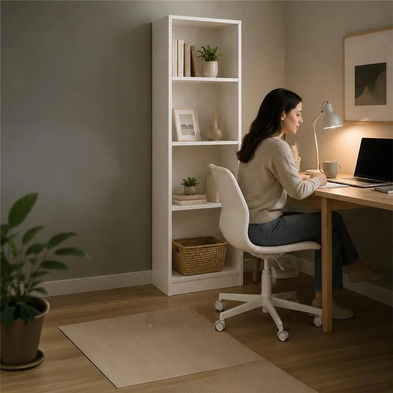 LIBRERIA MODERNA IN LEGNO BIANCO CON 4 RIPIANI DIMENSIONI 60X24X170 CM