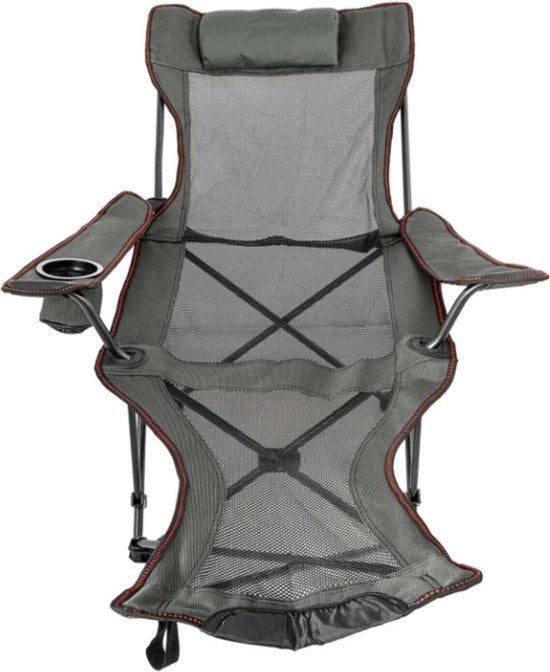 Campingstoile Opvougbile - Pieghevole Sedile da Campeggio - Letto Esterno - Sedile Esterno - Schienale Regolabile - Incluso Portabicchieri - Capacità di Sollevamento 150kg - Grigio