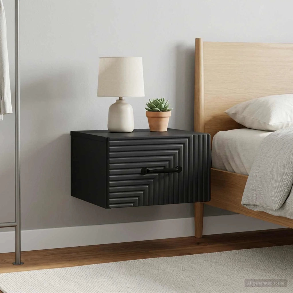Mobiletto da notte a muro 2 pcs Nero 34,5 x 33 x 20 cm 898598